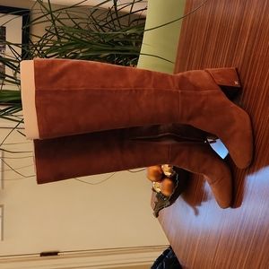 Sam Edelman Tall Suede Luggage Color Boots, Size 8.5, 3" heel